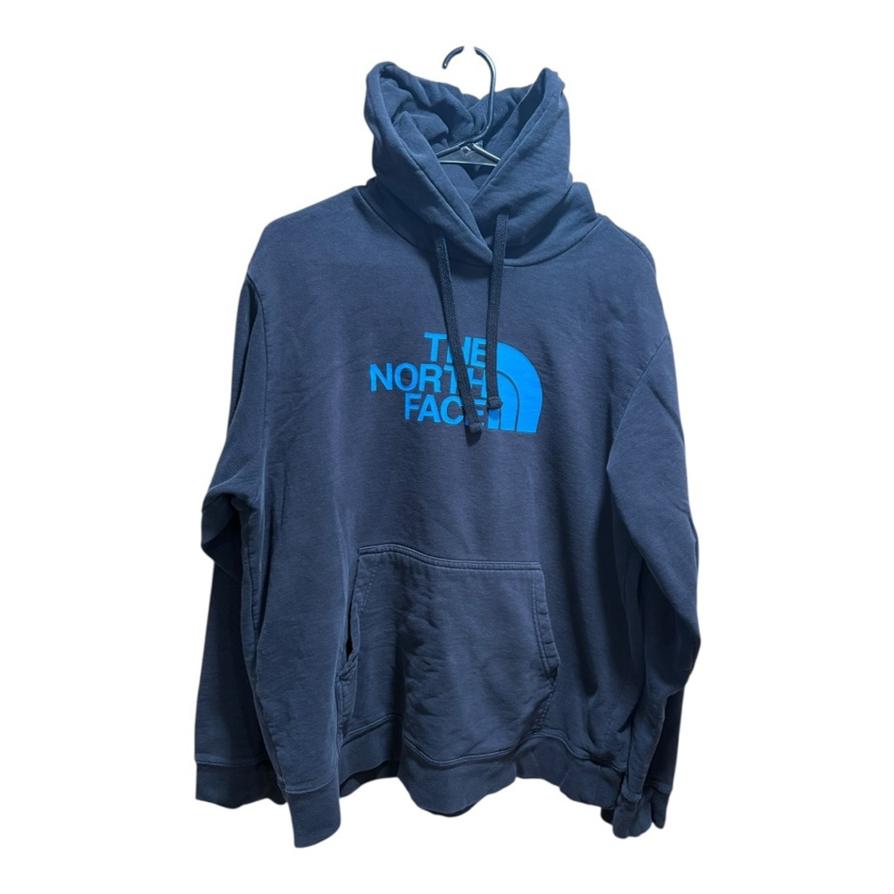 The North Face Black Pullover Hoodie Blue Logo Men’s Large